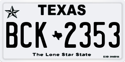 TX license plate BCK2353
