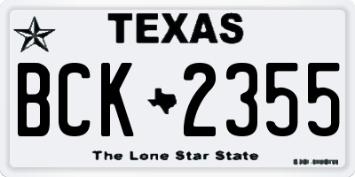 TX license plate BCK2355