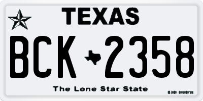 TX license plate BCK2358