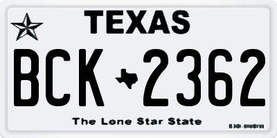TX license plate BCK2362