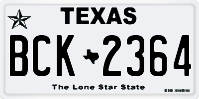 TX license plate BCK2364