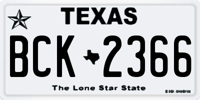 TX license plate BCK2366