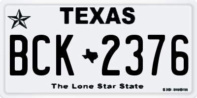 TX license plate BCK2376