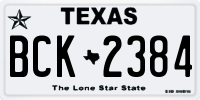 TX license plate BCK2384