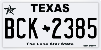 TX license plate BCK2385