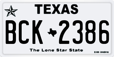 TX license plate BCK2386