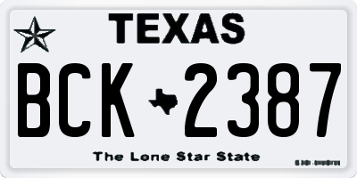 TX license plate BCK2387