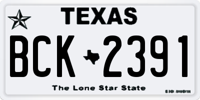 TX license plate BCK2391