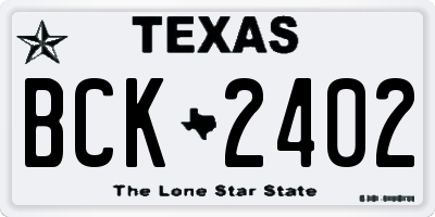 TX license plate BCK2402