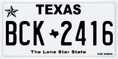 TX license plate BCK2416