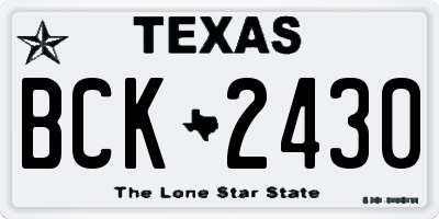 TX license plate BCK2430