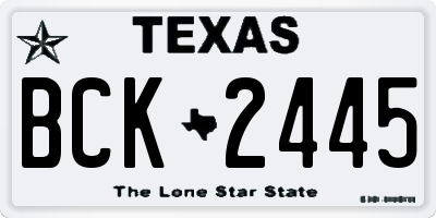 TX license plate BCK2445