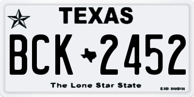 TX license plate BCK2452