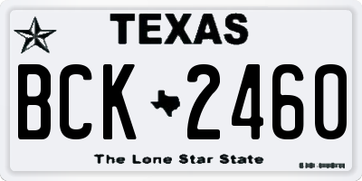 TX license plate BCK2460