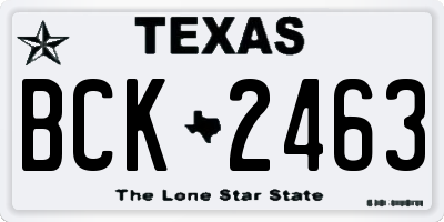 TX license plate BCK2463
