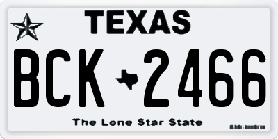 TX license plate BCK2466