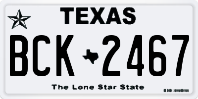 TX license plate BCK2467