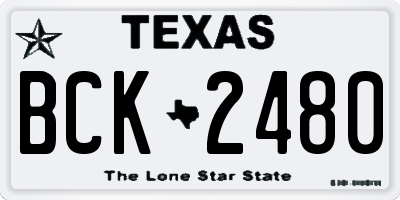 TX license plate BCK2480