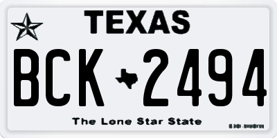 TX license plate BCK2494