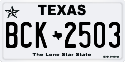 TX license plate BCK2503