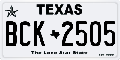 TX license plate BCK2505