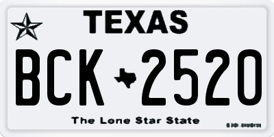 TX license plate BCK2520