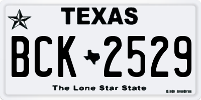 TX license plate BCK2529
