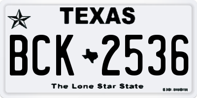 TX license plate BCK2536