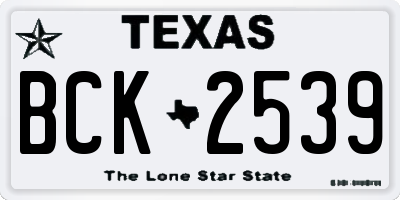 TX license plate BCK2539