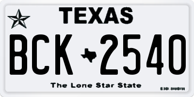 TX license plate BCK2540
