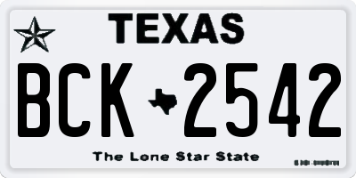 TX license plate BCK2542