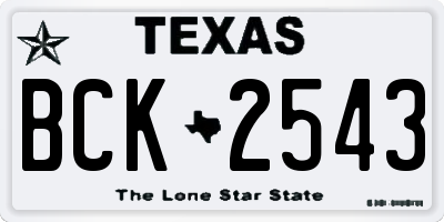TX license plate BCK2543
