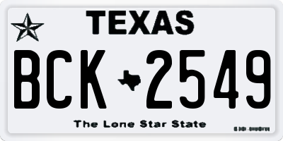 TX license plate BCK2549