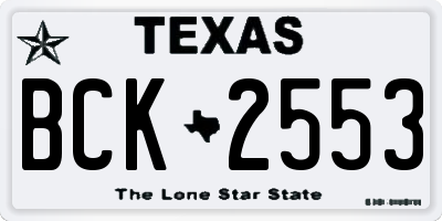 TX license plate BCK2553