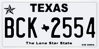 TX license plate BCK2554