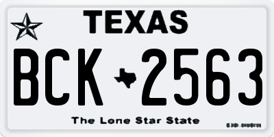 TX license plate BCK2563