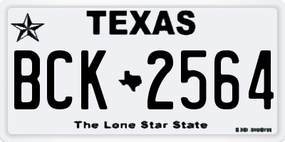 TX license plate BCK2564