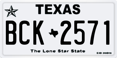 TX license plate BCK2571