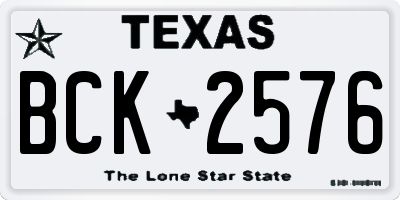 TX license plate BCK2576