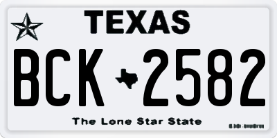 TX license plate BCK2582