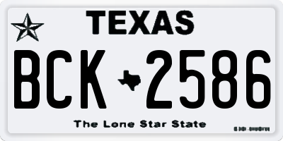 TX license plate BCK2586