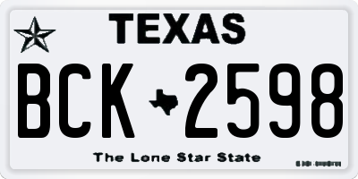 TX license plate BCK2598