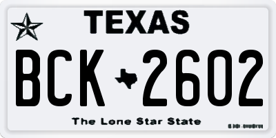 TX license plate BCK2602