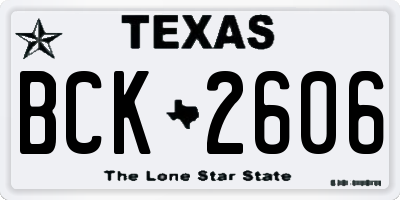 TX license plate BCK2606