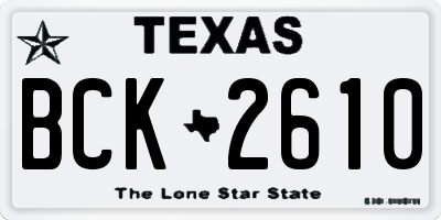 TX license plate BCK2610