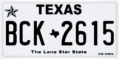 TX license plate BCK2615
