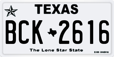 TX license plate BCK2616