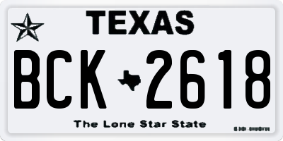 TX license plate BCK2618