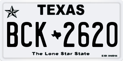 TX license plate BCK2620