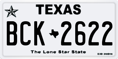 TX license plate BCK2622
